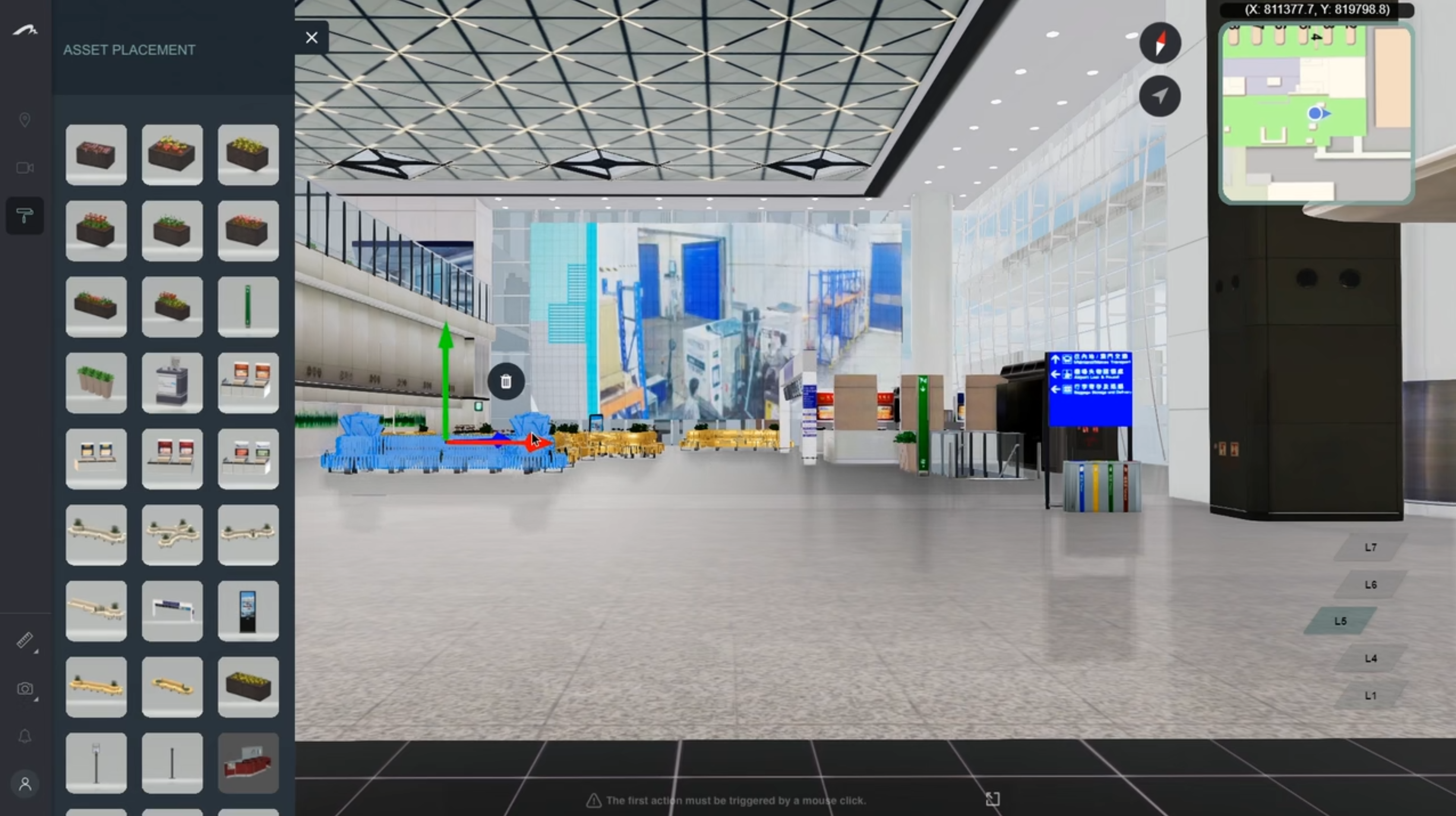 Digital Twin asset placement editor interface